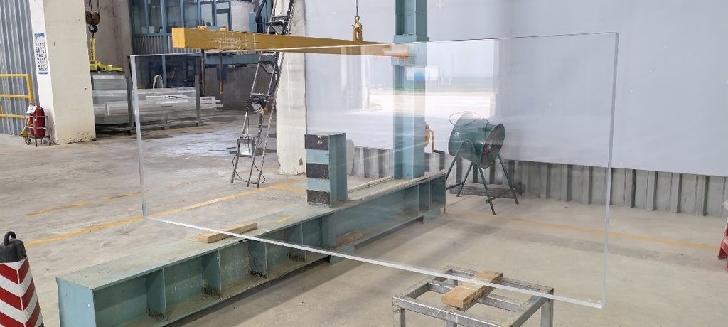 Acrylic viewing panel before installation.