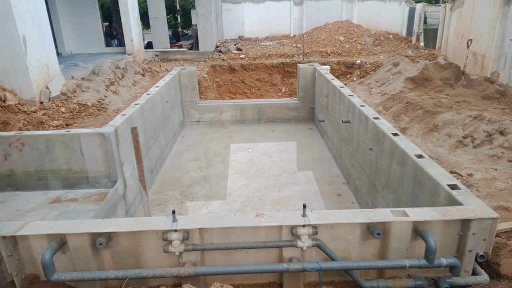 FUSION structure assembled on site, showing the custom form and integrated service interfaces.
