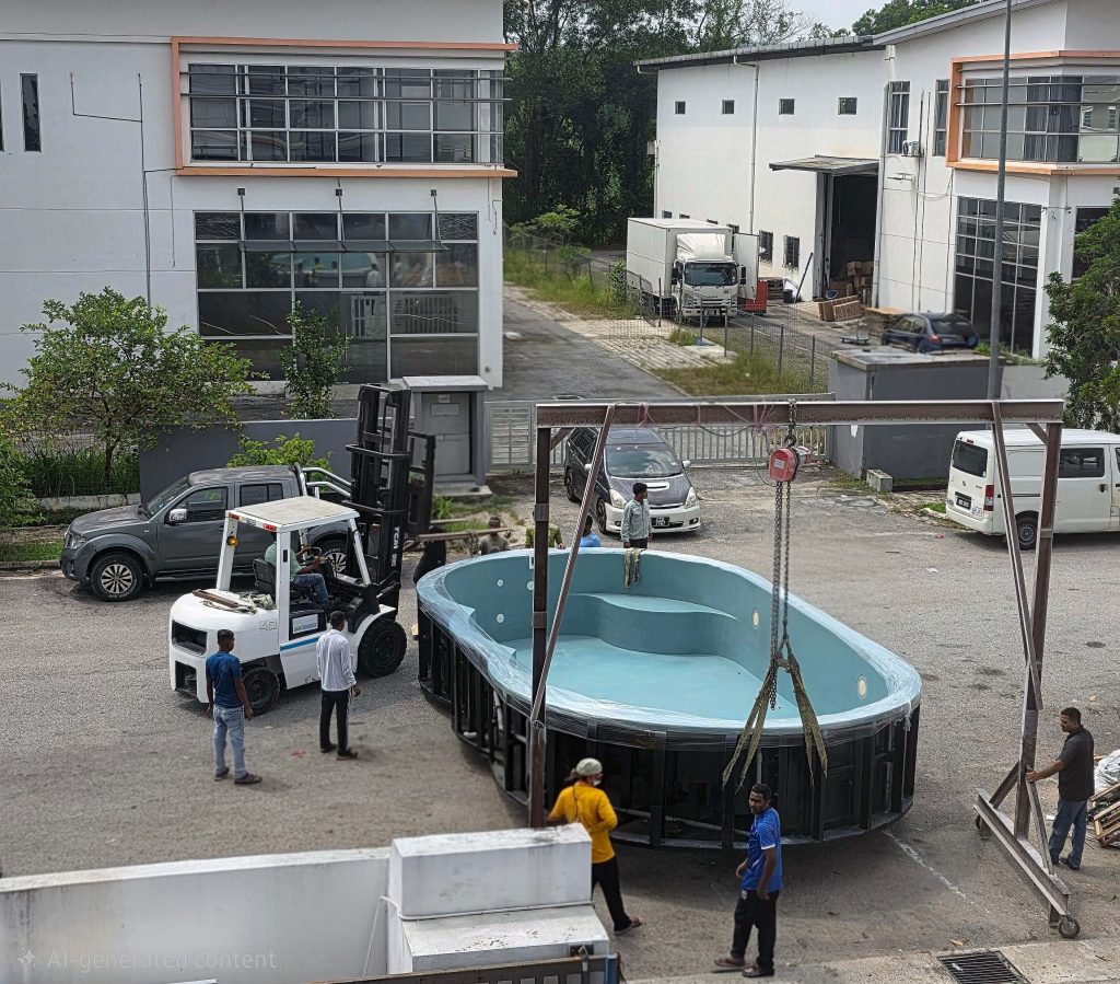 The Hydro One® composite swimming pool was substantially completed at our factory before delivery to site.